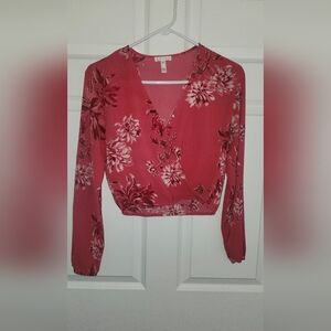 Leith Floral V-Neck Blouse - Red